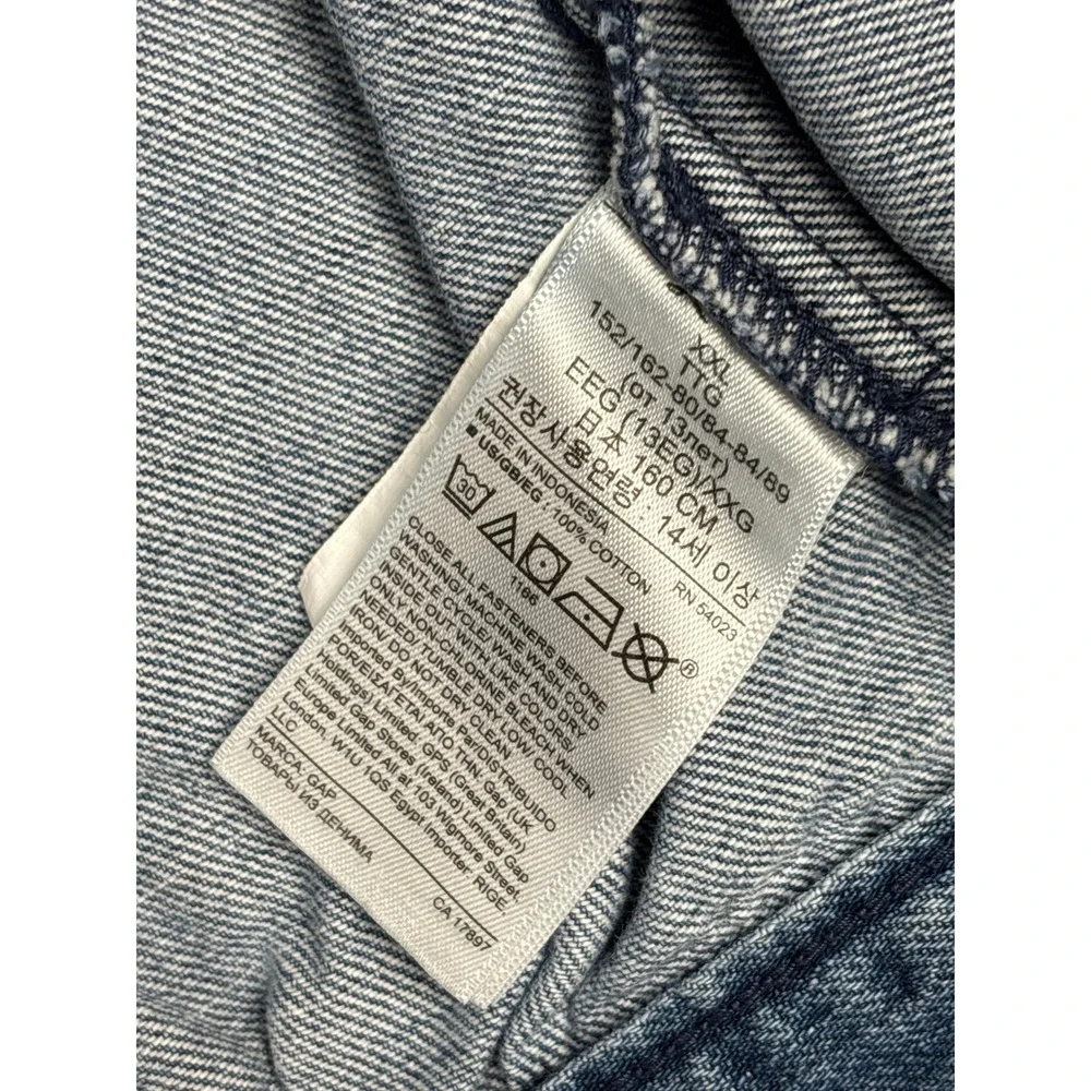 Gap Denim For Good Girls XXL Light Wash Blue Puff Sleeve Jean Trucker Jacket